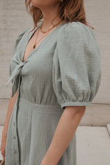 Dress with bow Faded Green