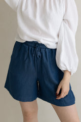 Shorts aus Lyocell Indigo