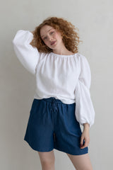 Shorts aus Lyocell Indigo