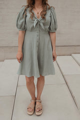 Dress with bow Faded Green