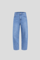 Nachhaltige O-Shape Jeans / Barrel Jeans in Mid-Blue aus Bio-Baumwolle – faire Produktion – Clara Himmel