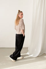 Oversized linen blend shirt in sand