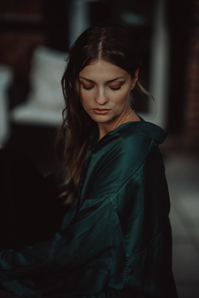 oversized shirt blouse fir green
