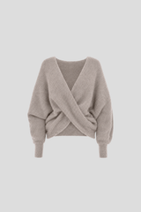 Wrap-Pullover aus Alpaka-Mix Cloudy Taupe