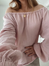 Bluse aus Musselin Puder IBIZA