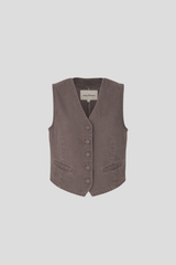Nachhaltige Jeansweste in Washed Brownie – faire Produktion – Clara Himmel