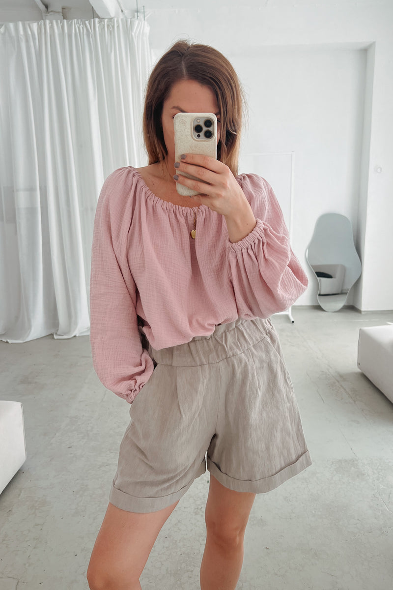 Bluse aus Musselin Puder IBIZA