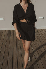Shorts aus Musselin Schwarz