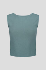 Wrap-Top aus Rippjersey Faded Green
