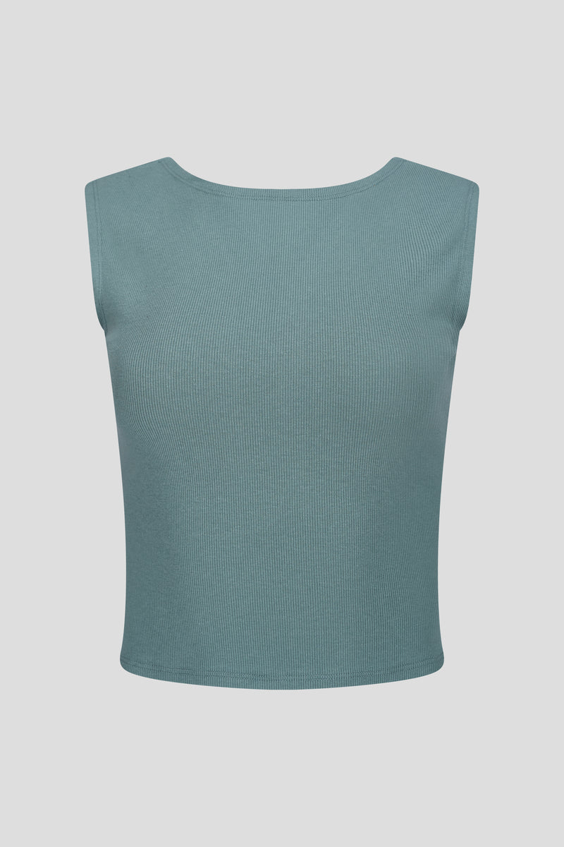 Wrap-Top aus Rippjersey Faded Green