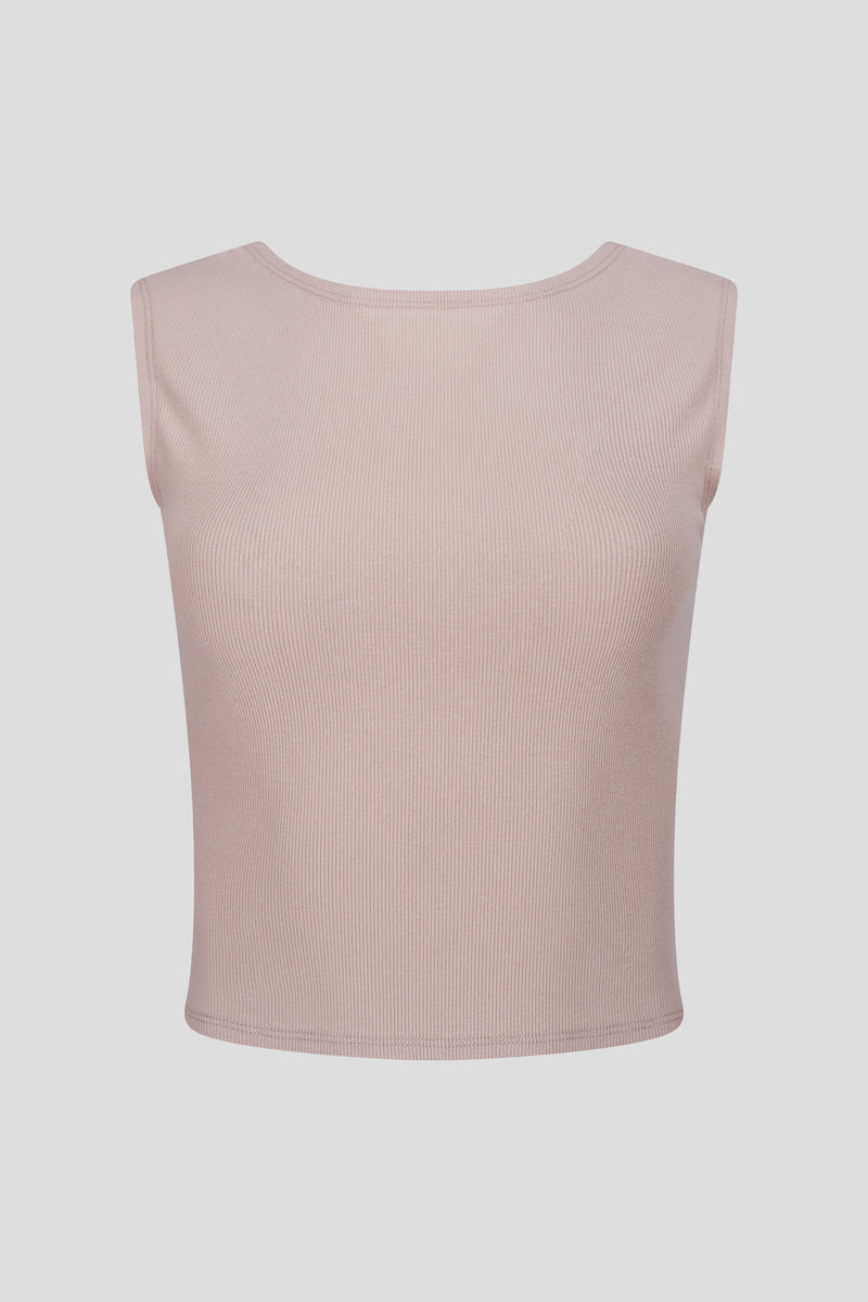 Wrap-Top aus Rippjersey Sand
