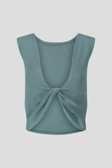 Wrap-Top aus Rippjersey Faded Green