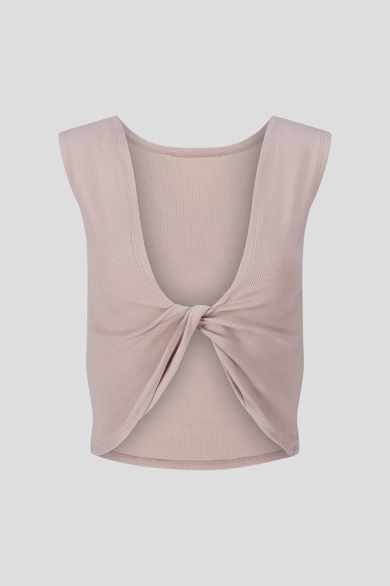 Wrap-Top aus Rippjersey Sand