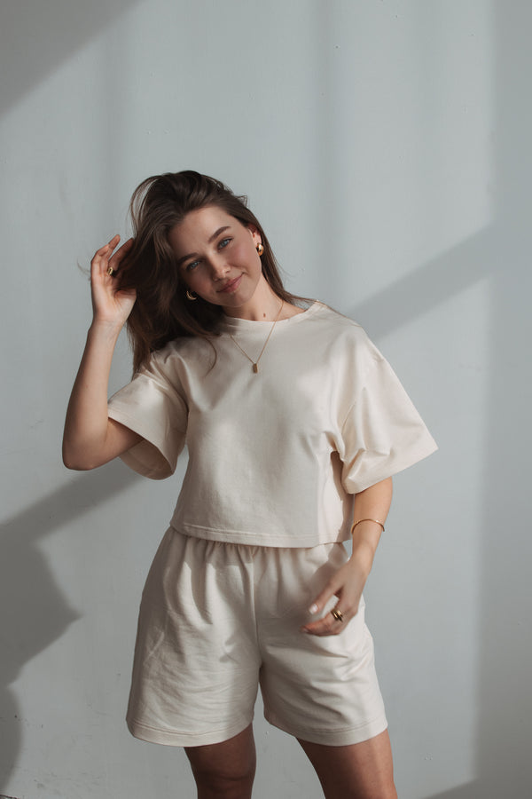 Cropped Shirt Undyed Cotton