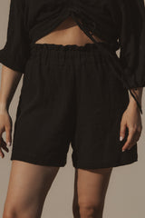 Shorts aus Musselin Schwarz