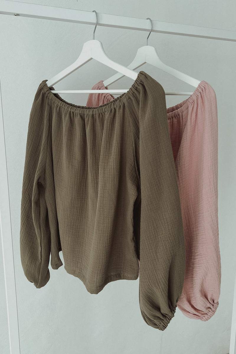 Bluse aus Musselin Puder IBIZA