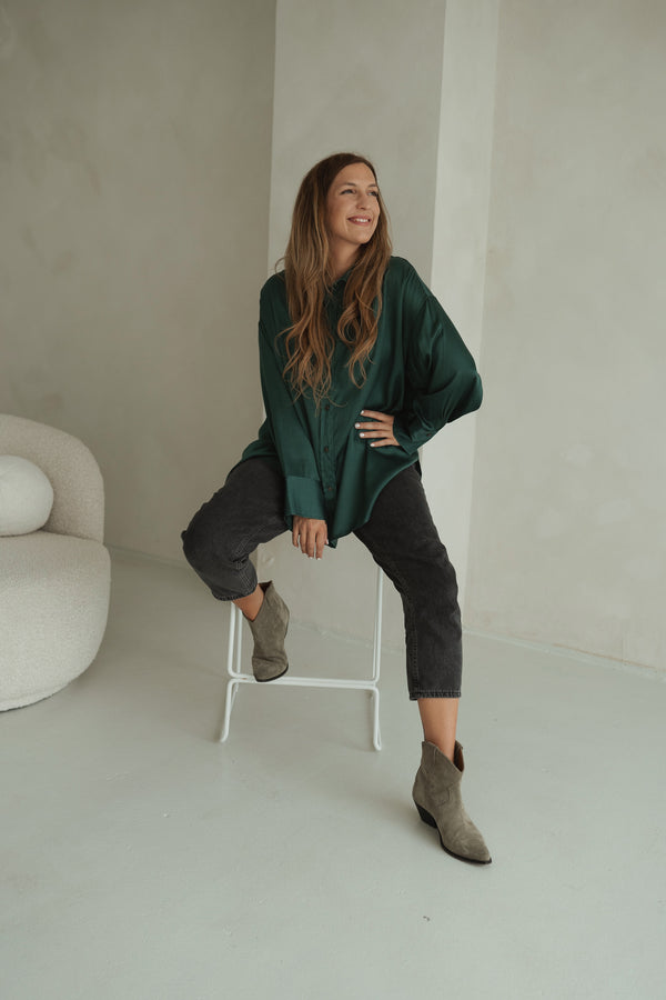 oversized shirt blouse fir green