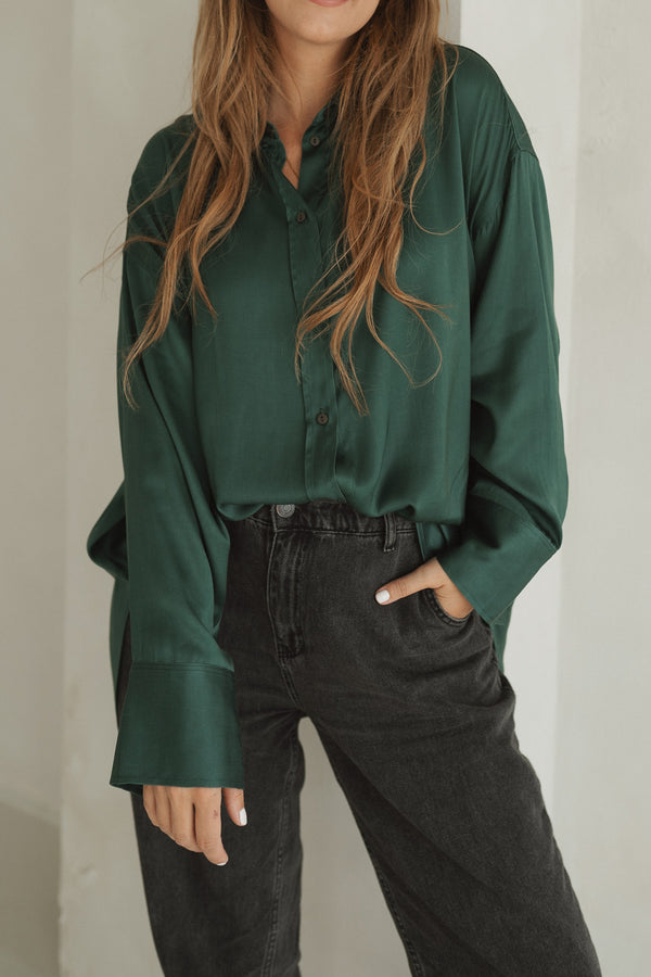 oversized shirt blouse fir green