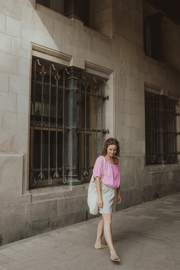Cropped Bluse aus Musselin Pink BARI