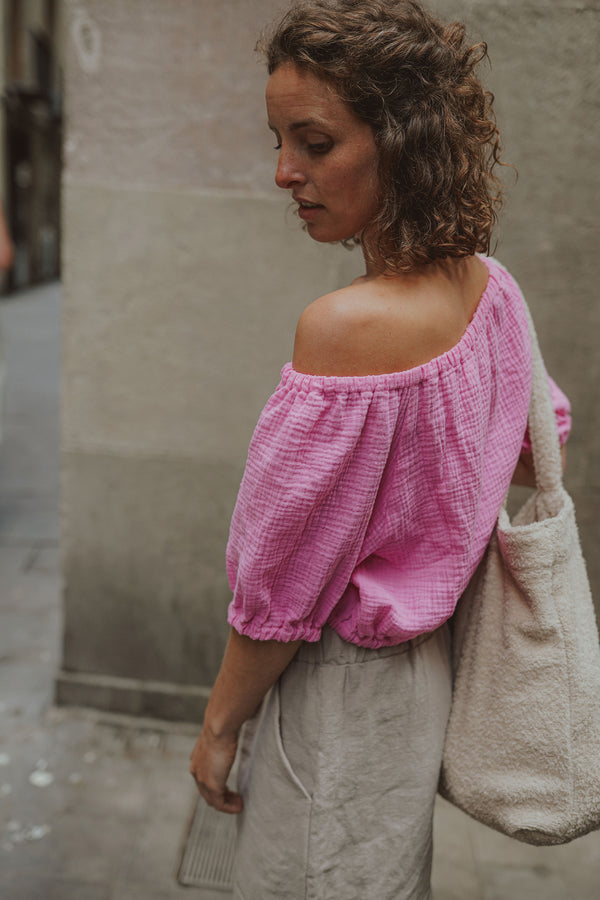 Cropped Bluse aus Musselin Pink BARI