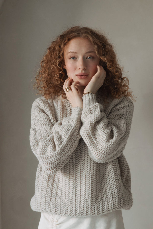 Grobstrick-Pullover Light Sand
