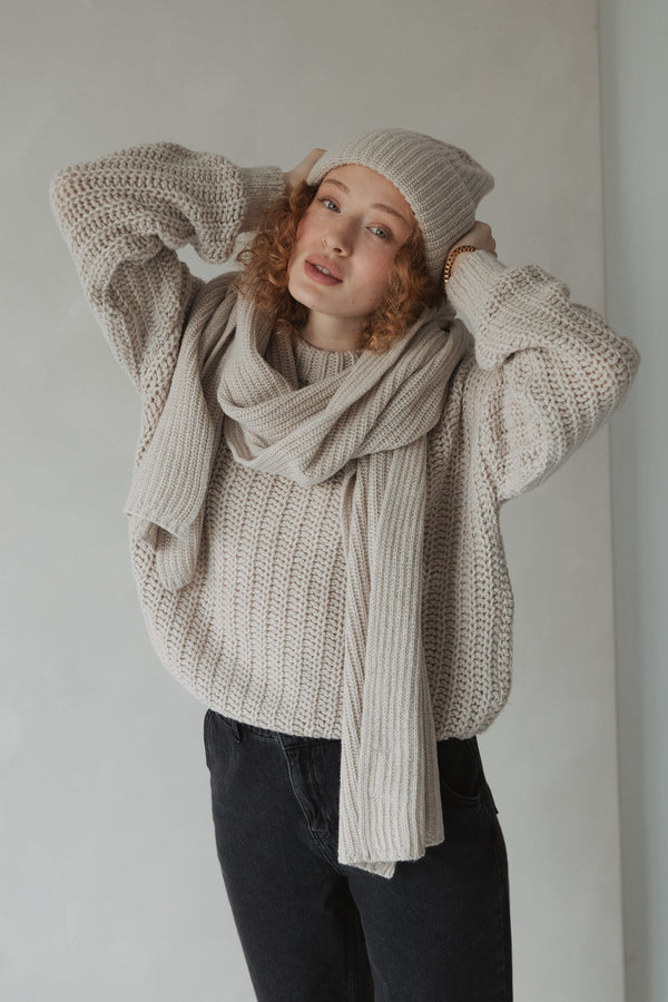 Strickschal Light Sand