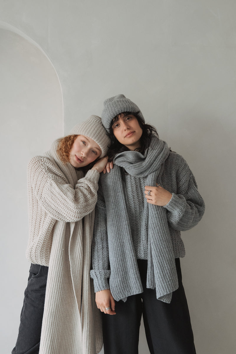 Rippstrick-Mütze Grey Melange