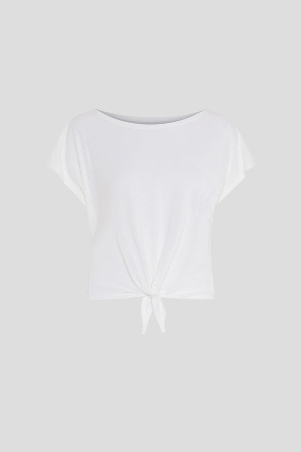 Cropped Shirt aus Leinenmix Weiß