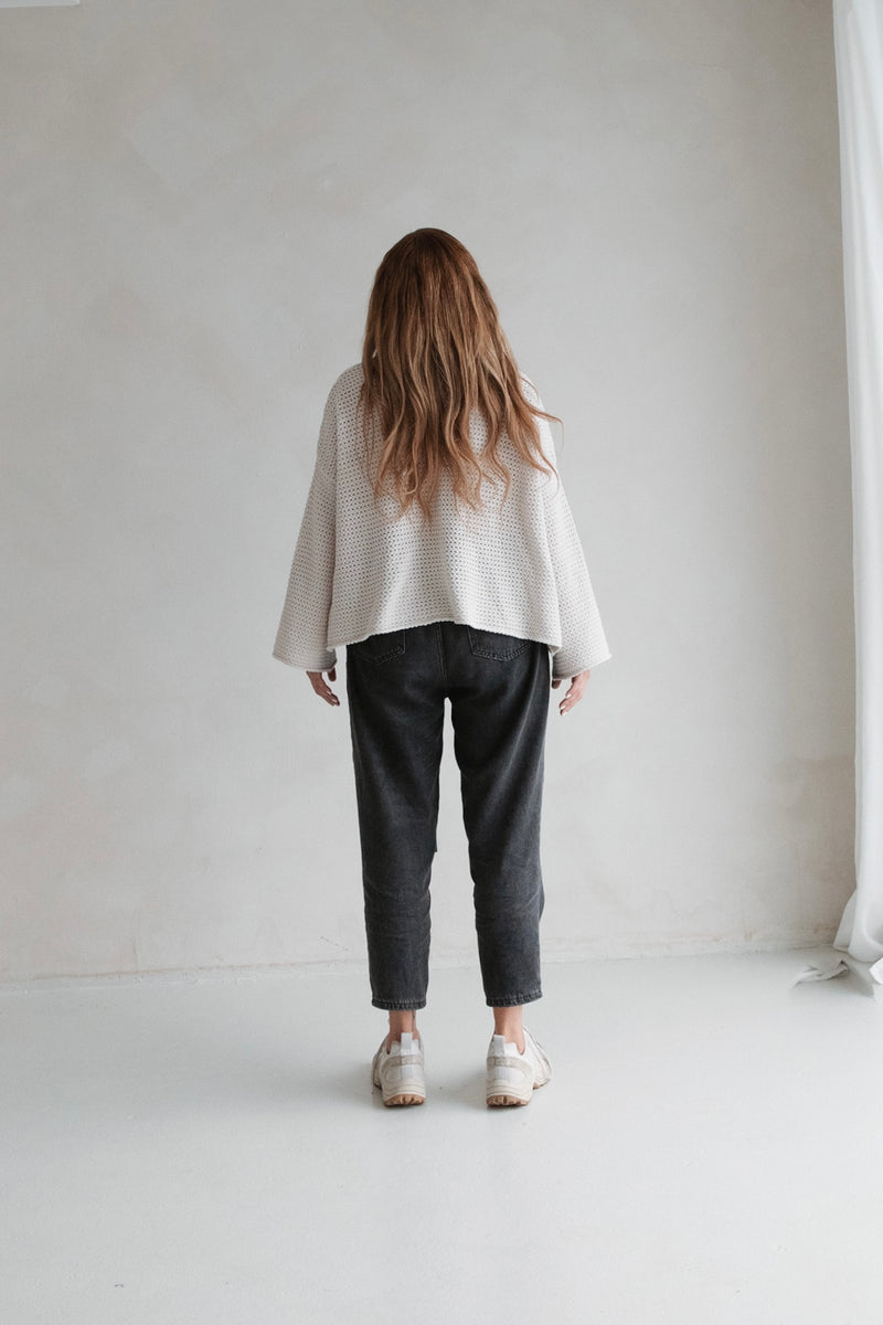 Boho Strickjacke Ecru