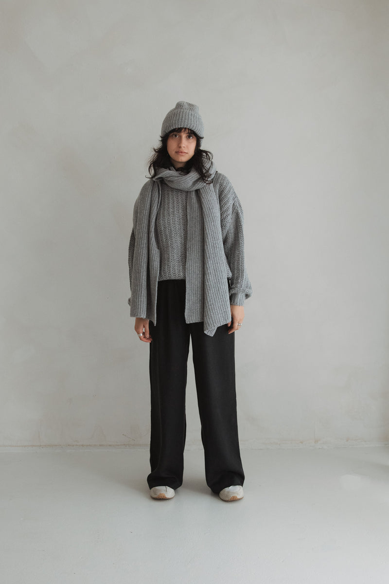 Grobstrick-Pullover Grey Melange