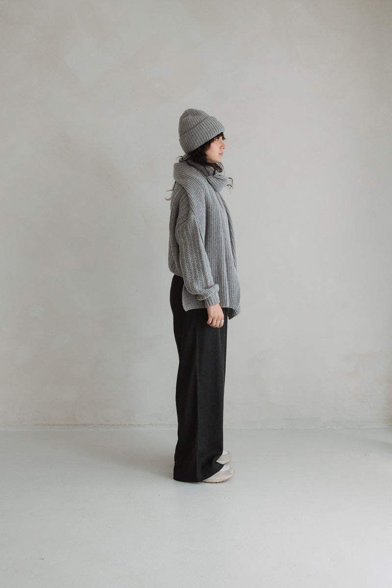 Grobstrick-Pullover Grey Melange