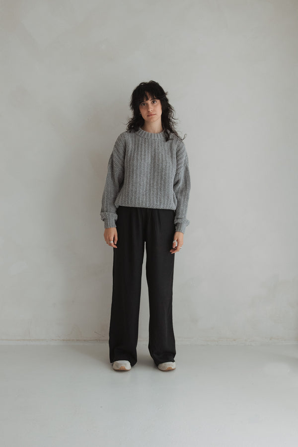 Grobstrick-Pullover Grey Melange