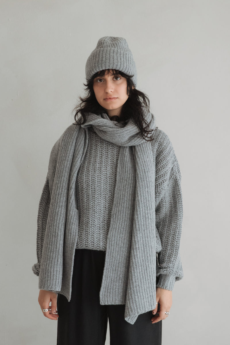 Grobstrick-Pullover Grey Melange