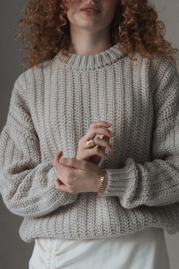Grobstrick-Pullover Light Sand