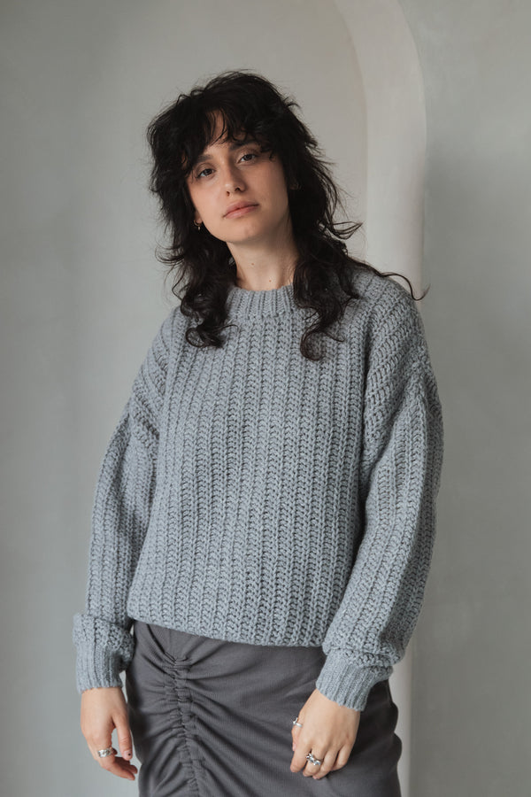 Grobstrick-Pullover Grey Melange