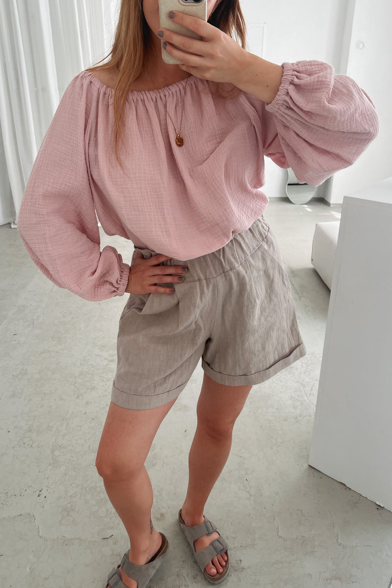 Bluse aus Musselin Puder IBIZA