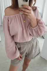 Bluse aus Musselin Puder IBIZA