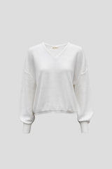Strickpullover mit V-Ausschnitt Off-White