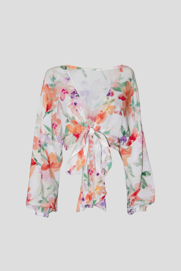 Wickelbluse Pastell Flowerprint