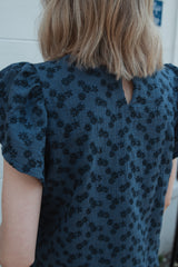 Bluse mit Stickerei Blue
