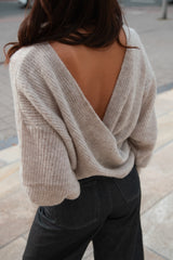Wrap-Pullover aus Alpaka-Mix Cloudy Taupe