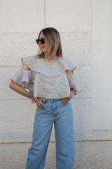 Ruffled Blouse Faded Green