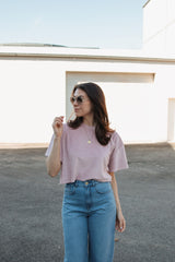Nachhaltiges Cropped Shirt aus Nicki-Stoff in Dusty Rose – Made in Germany – Clara Himmel