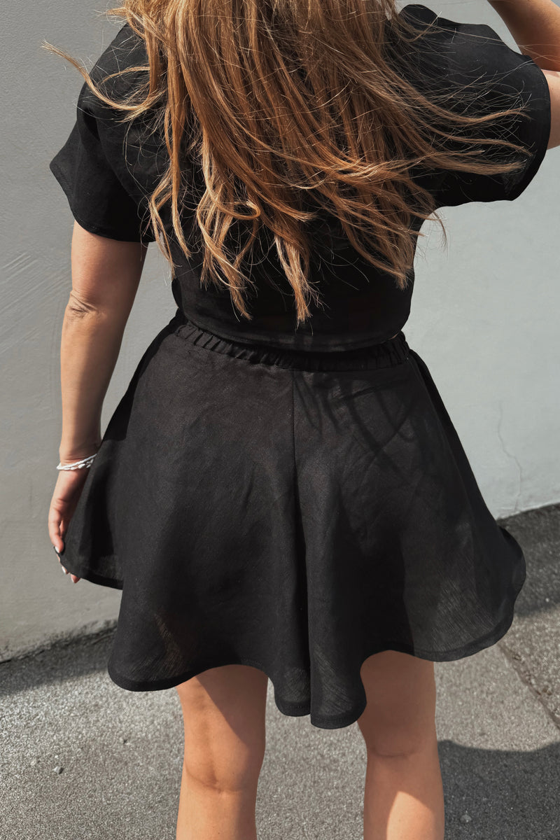 Skort aus Leinen Schwarz