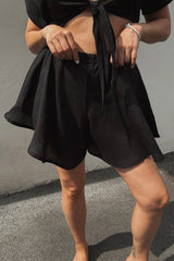 Skort aus Leinen Schwarz