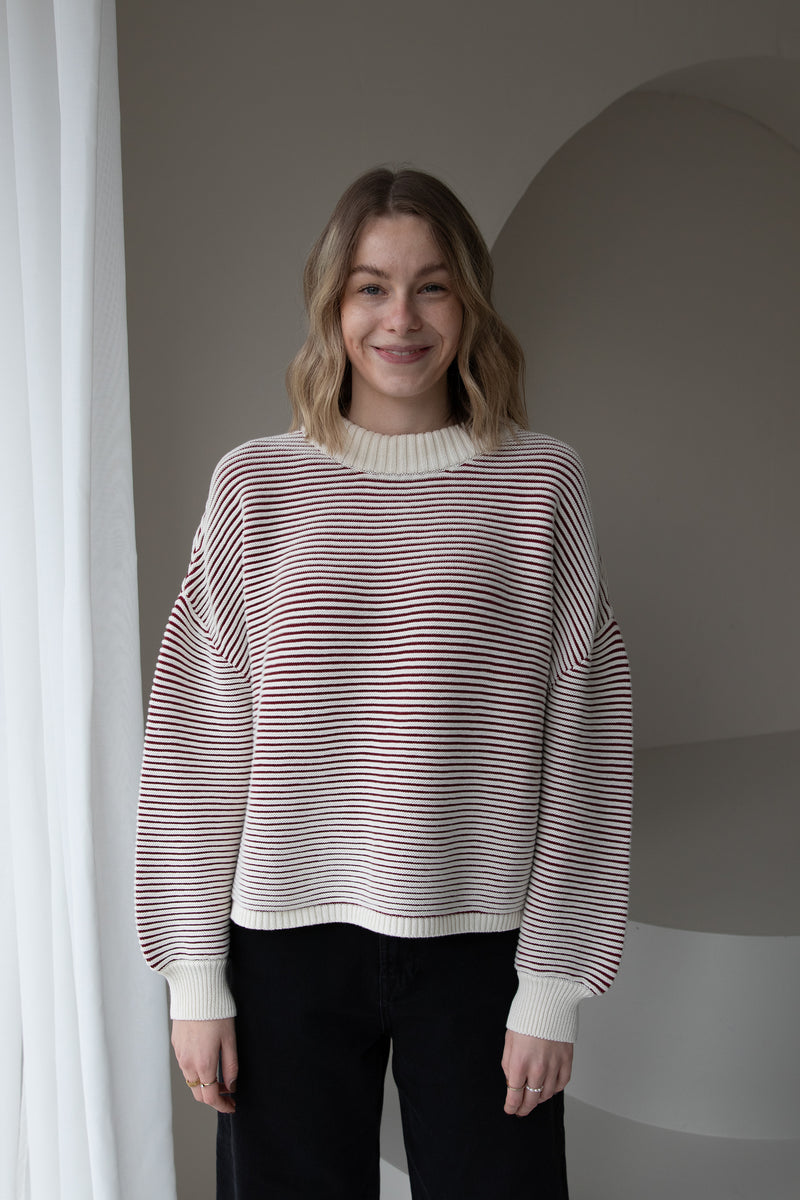 Knitted sweater striped red SAILOR