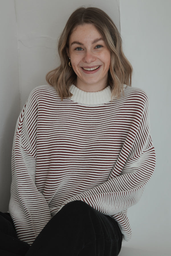 Knitted sweater striped red SAILOR