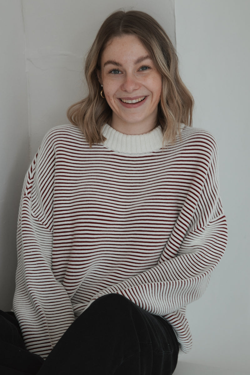 Knitted sweater striped red SAILOR