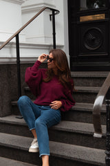 Wrap-Pullover aus Alpaka-Mix Burgundy