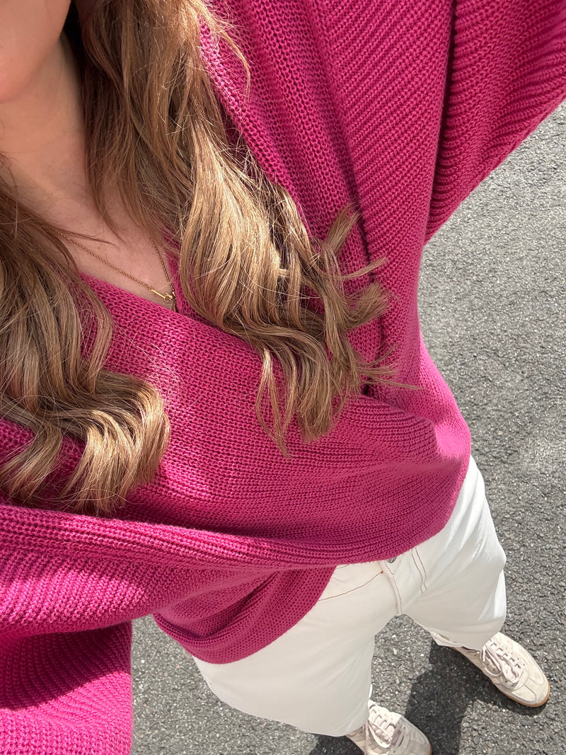 knitted sweater with chevron pattern